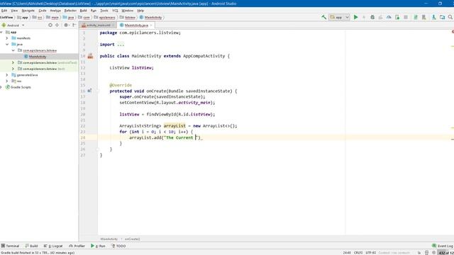 Showing List in Android App using the List View and ArrayAdapter смотреть онлайн