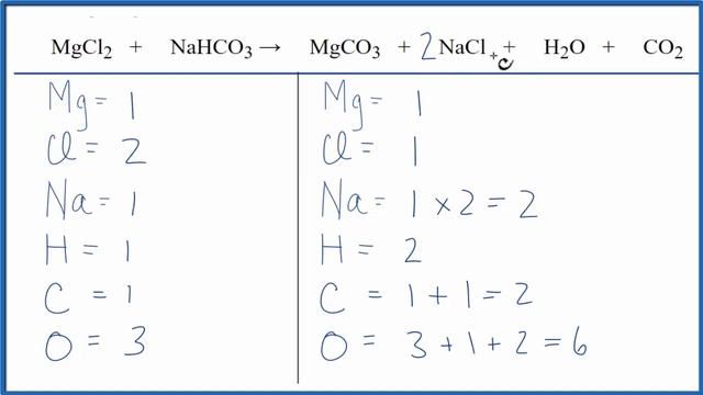 How to Balance MgCl2 + NaHCO3 = MgCO3 + NaCl + H2O + CO2 | Magnesium chloride + Sodium bicarbonate смотреть онлайн