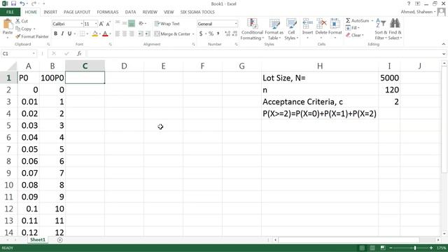 Acceptance Sampling Operating Characteristics OC Curve Single Sampling using MS Excel with Examples смотреть онлайн