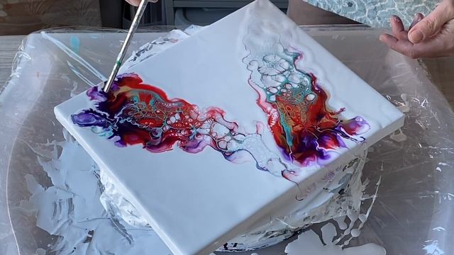 Swiping with TURQUOISE?Lovely Result?Using Silicone Oil✨Simple Fluid Art Painting Tutorial (#55) смотреть онлайн