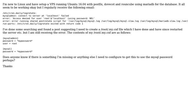 MySQL logrotate error смотреть онлайн