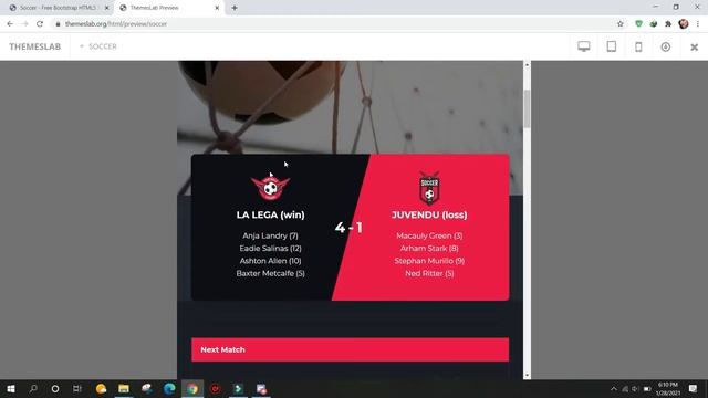Soccer : Free Bootstrap HTML5 Sports Website Template смотреть онлайн