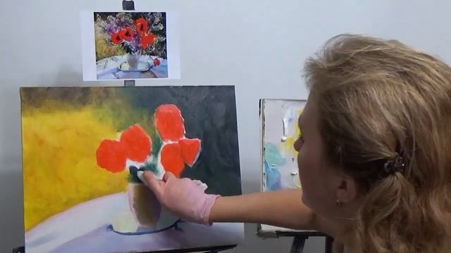 Картина маки. Часть 2. Как писать маки мастихином. Натюрморт поэтапно. How to write a still life смотреть онлайн