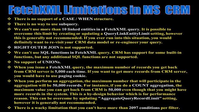 FetchXML Limitations in MS Dynamics 365 CRM. смотреть онлайн