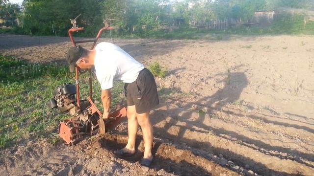 Распашник-окучник на лёгком мотокультиваторе, нарезка рядов мотоблоком смотреть онлайн