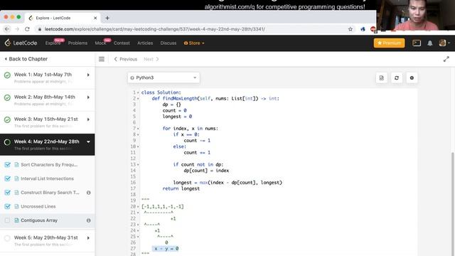 Contiguous Array (python) - Day 26/31 Leetcode May Challenge смотреть онлайн