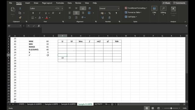 3-GROUPED FREQUENCY DISTRIBUTION TABLE USING MS-EXCEL APPLICATION IN WINDOWS смотреть онлайн