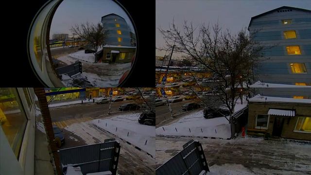 Видеозапись с IP камеры "Рыбий Глаз" Zodikam 360( Full HD, сумерки, имитация крепления на стену) смотреть онлайн