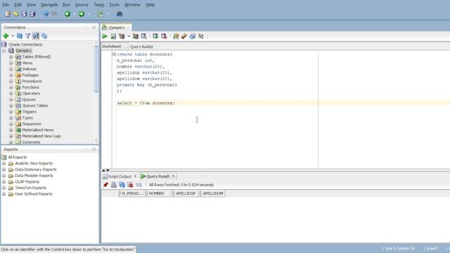 CREACION TABLA DE DOCENTES ORACLE смотреть онлайн