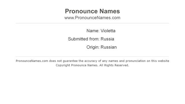 How to pronounce Violetta (Russian/Russia) - PronounceNames.com смотреть онлайн