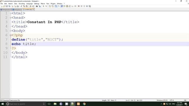php tutorial in hindi part 7 Constant in PHP смотреть онлайн