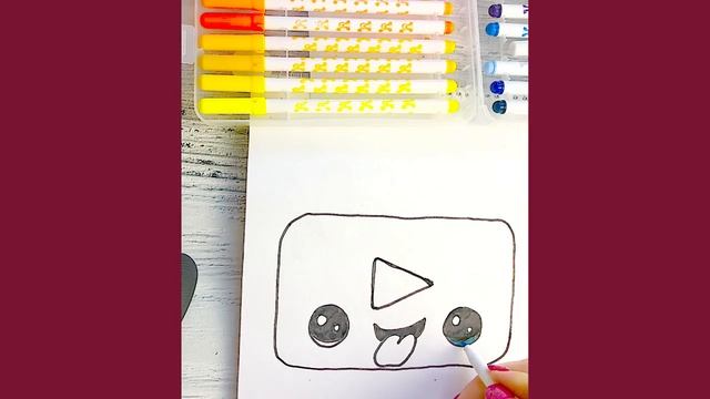 Как нарисовать Ютуб красками Простые рисунки КНОПКА ЮТУБ KAWAII YouTube KAWAII смотреть онлайн