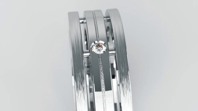 Обручальное кольцо из белого золота с матовой поверхностью и бриллиантами COMBO MINIMAL смотреть онлайн