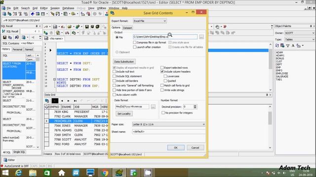 Exporting Output To An Excel File From Toad