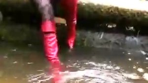 Red Boots in deep water