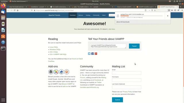 How to install Laravel7, Xampp, Composer on the Ubuntu смотреть онлайн