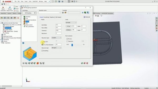 3d HM Roughing, 3d hsr, solidcam hsr