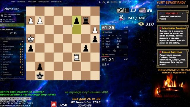 Шахматный турнир Daily SuperBlitz Arena, Блиц, Онлайн, Стрим. 2.11.2018 смотреть онлайн