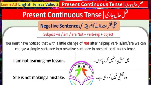 English grammar, learn tenses in Urdu, present continuous tense смотреть онлайн