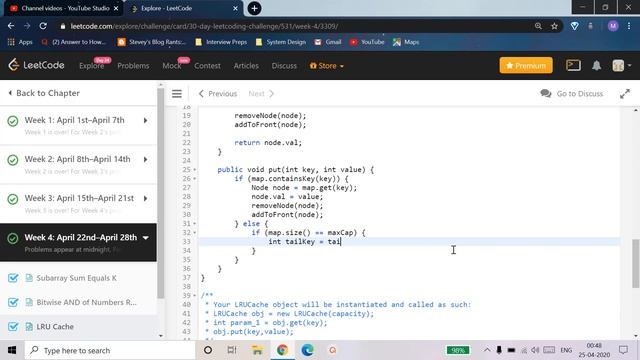 Day 24, of Leetcode's 30 Days challenge. LRU Cache implementation смотреть онлайн