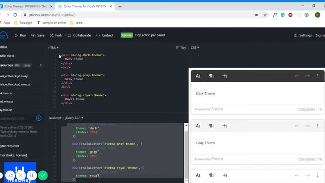 Color Themes for Froala WYSIWYG Editor - JSFiddle смотреть онлайн