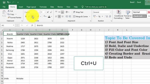 MS Excel for Beginners- Lesson 4|| हिंदी में सीखे ||Font,Bold ,Italic,Underline,Fill Color,Border смотреть онлайн