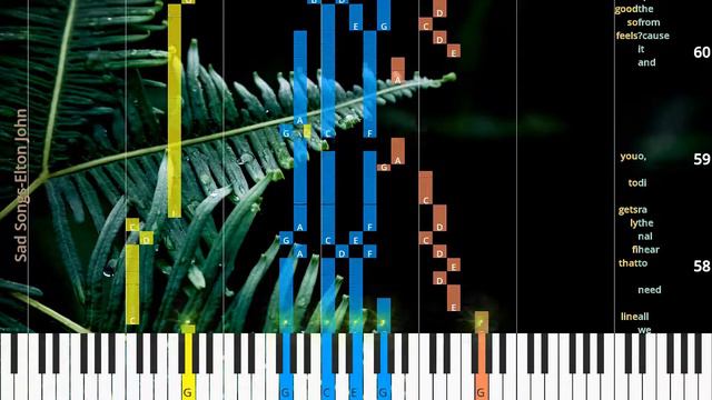 🎹Sad Songs, Chord & Lyrics, Elton John, Synthesia Piano смотреть онлайн