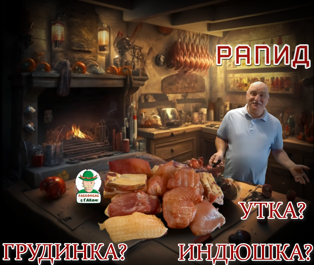 Сырокопчение. РАПИД. Три разных вида мяса. Грудки индейки, утки, а также свиная грудинка. Готовим, п смотреть онлайн