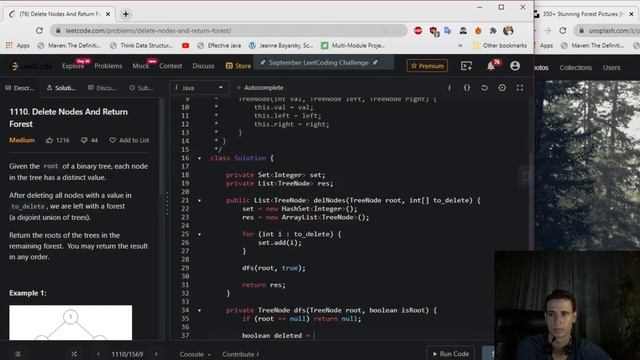 LeetCode 1110. Delete Nodes And Return Forest Solution Explained - Java смотреть онлайн