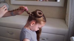 2 ШИШКИ. РОЖКИ. Быстрая простая прическа. ПУЧОК. Прическа в школу, сад
