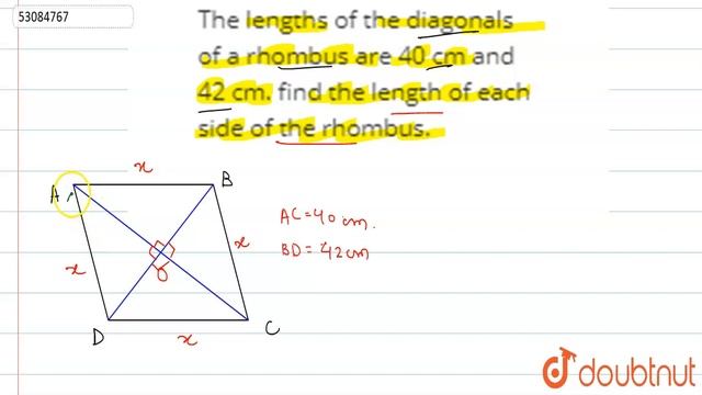 The lengths of the diagonals of a rhombus are 40 cm and 42 cm. смотреть онлайн