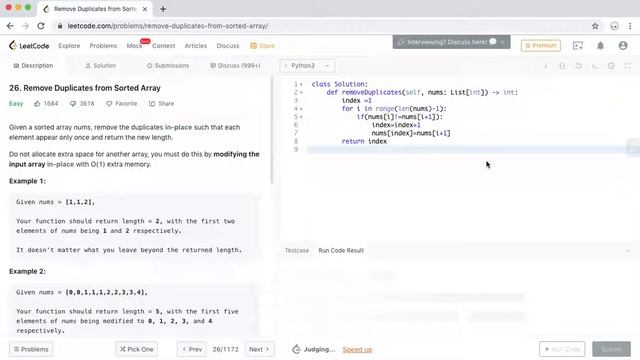 Leetcode - 26 Remove Duplicates from Sorted Array - Python смотреть онлайн