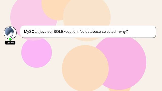 MySQL : java.sql.SQLException: No database selected - why? смотреть онлайн