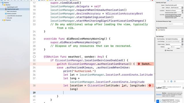 iOS 11 Swift 4 Weather App CoreLocation with Text to Speech, Part 1 смотреть онлайн