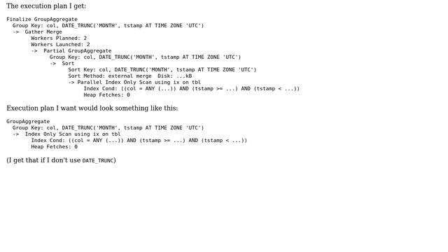 Avoid Sort on Indexed Group By caused by DATE_TRUNC смотреть онлайн