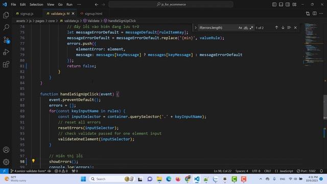 73. GÓC NHÌN SENIOR: Hoàn thiện thư viện validate | Javascript project ecommerce | Js project смотреть онлайн