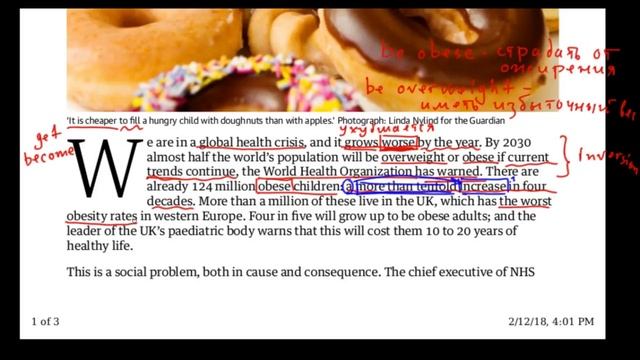 Чтение статьи The Guardian View On Childhood Obesity -1