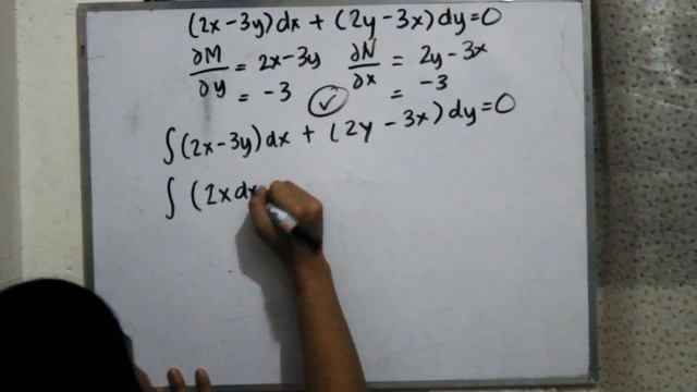 Exact Differential Equation of (2x-3y)dx + (2y-3x)dy=0 смотреть онлайн