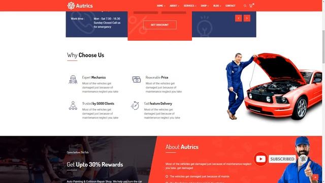Autrics Car Services and Auto Mechanic WordPress Theme смотреть онлайн