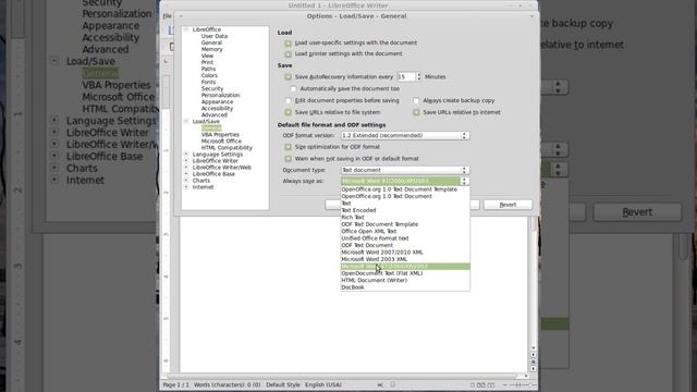 Open and Libre Office change save default смотреть онлайн