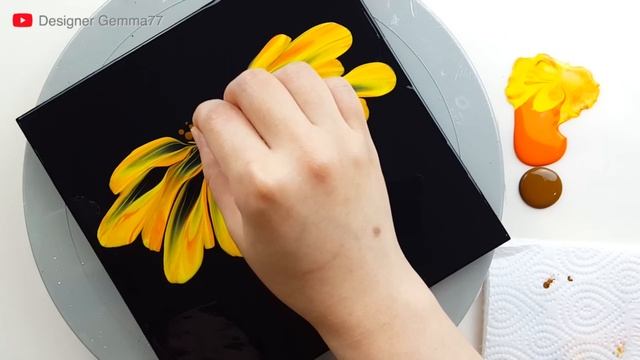 (455) Beautiful yellow flower | Easy Painting Tips | Fluid Acrylic for beginners | Designer Gemma77 смотреть онлайн
