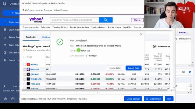 Scraper les statistiques sur Yahoo Finance et Soccerstats (avec Octoparse) смотреть онлайн