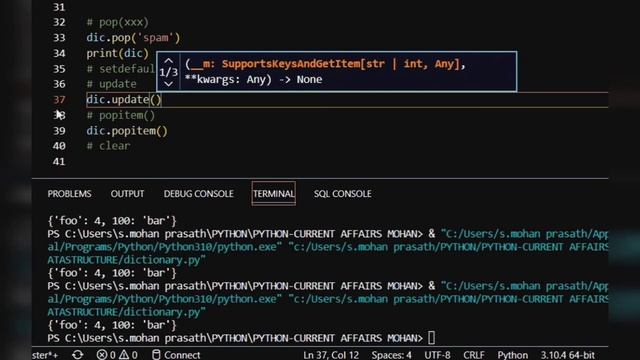 Dictionary Methods of Python in Tamil | Legendmp | Mohan Prasath S смотреть онлайн
