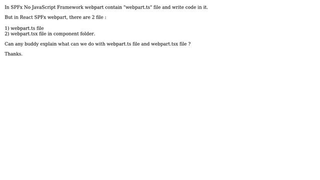 Sharepoint: Anyone can explain the .ts file and .tsx file use and difference in SPFx react webpart? смотреть онлайн