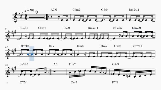 Samba de Uma Nota Só (One Note Samba) - Tom Jobim - Bossa Nova Sheet Music - Bb Trumpet смотреть онлайн