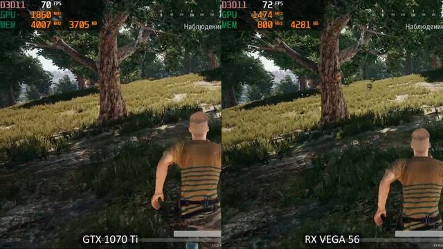 Сравнение GeForce GTX 1070 Ti, Radeon RX Vega 56 в PUBG (1920x1080) смотреть онлайн