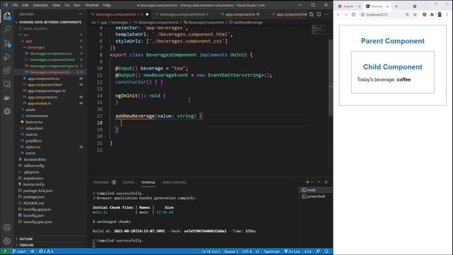Angular 12 - Sharing data between child and parent components with @Input and @Output decorators. смотреть онлайн