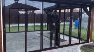 Остекление беседки трехполозной системой Provedal