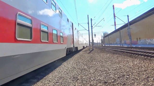 "Синий Чех!" ЧС7-054 с двухэтажным поездом. смотреть онлайн
