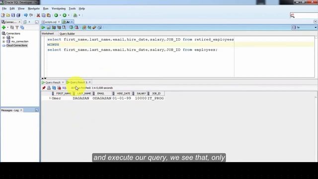 Oracle SQL Certified Beginner to advanced - Using SET Operators - MINUS Operator - Video 73- 2020 смотреть онлайн